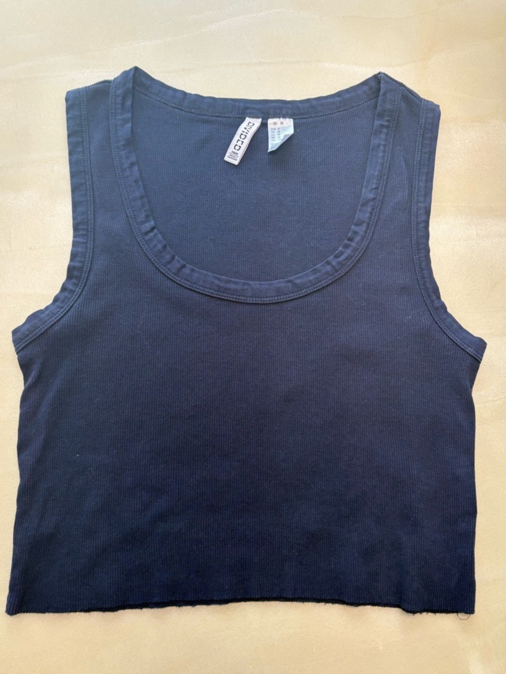 H&M Navy Blue Ribbed Crop Tank Top
